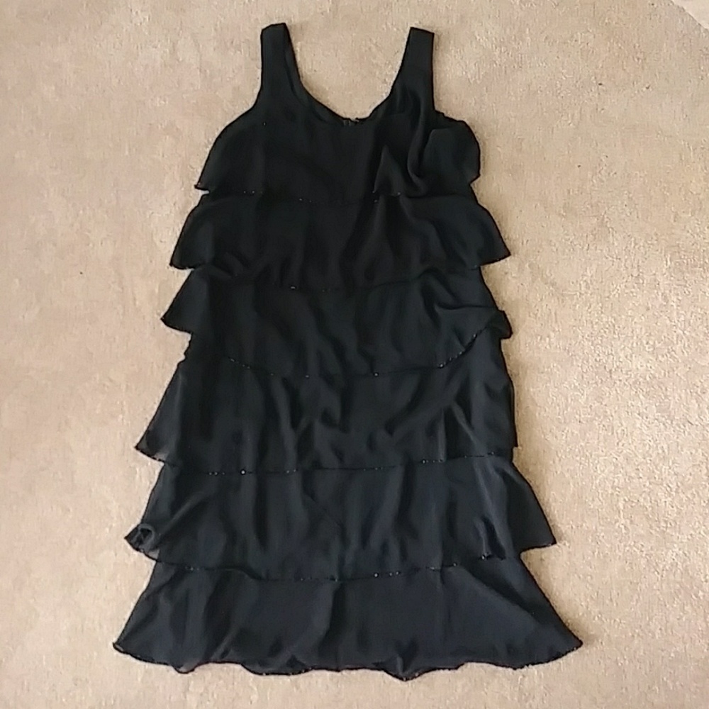 Stunning Beaded Black Layer Flapper Dress